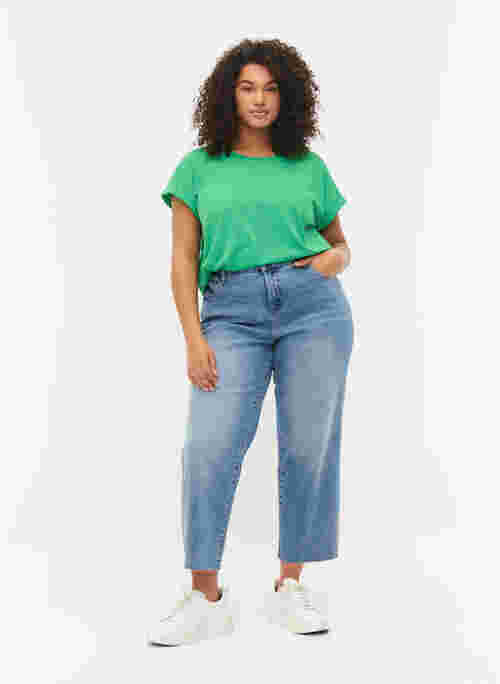 7/8-lengde jeans med rå kanter og høyt liv