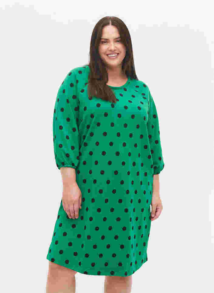 Prikkete kjole med 3/4-ermer, Jolly Green Dot, Model