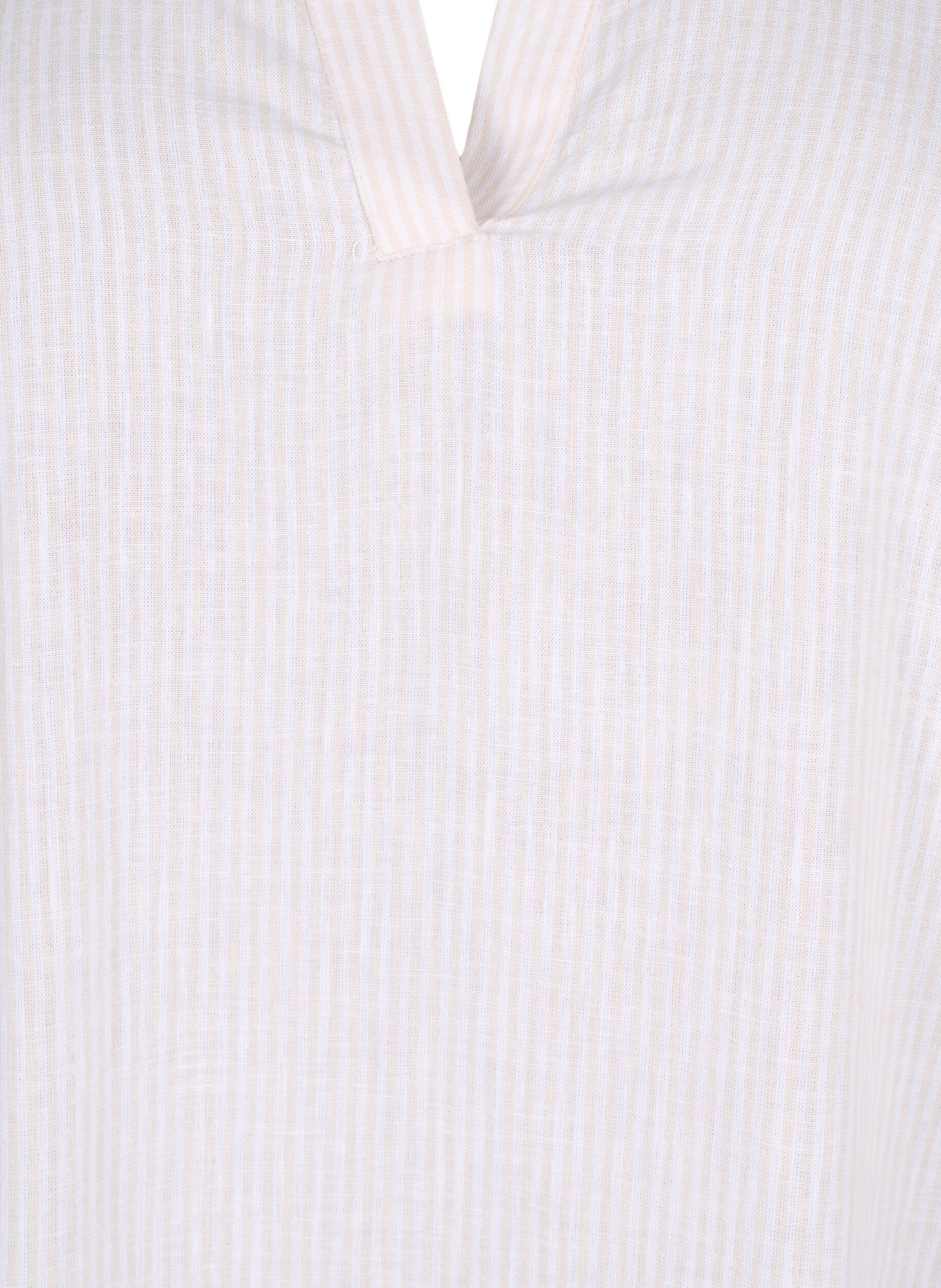 Zizzi Stripet kjole i bomull og lin, Sandshell Wh. Stripe, Packshot image number 2