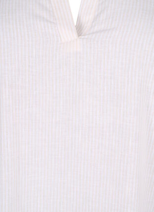 Stripet kjole i bomull og lin, Sandshell Wh. Stripe, Packshot image number 2