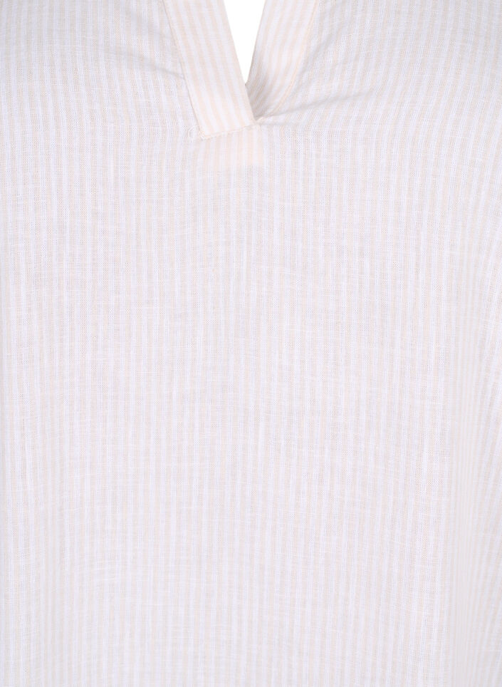 Stripet kjole i bomull og lin, Sandshell Wh. Stripe, Packshot image number 2