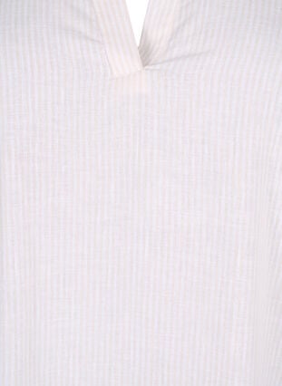 Zizzi Stripet kjole i bomull og lin, Sandshell Wh. Stripe, Packshot image number 2