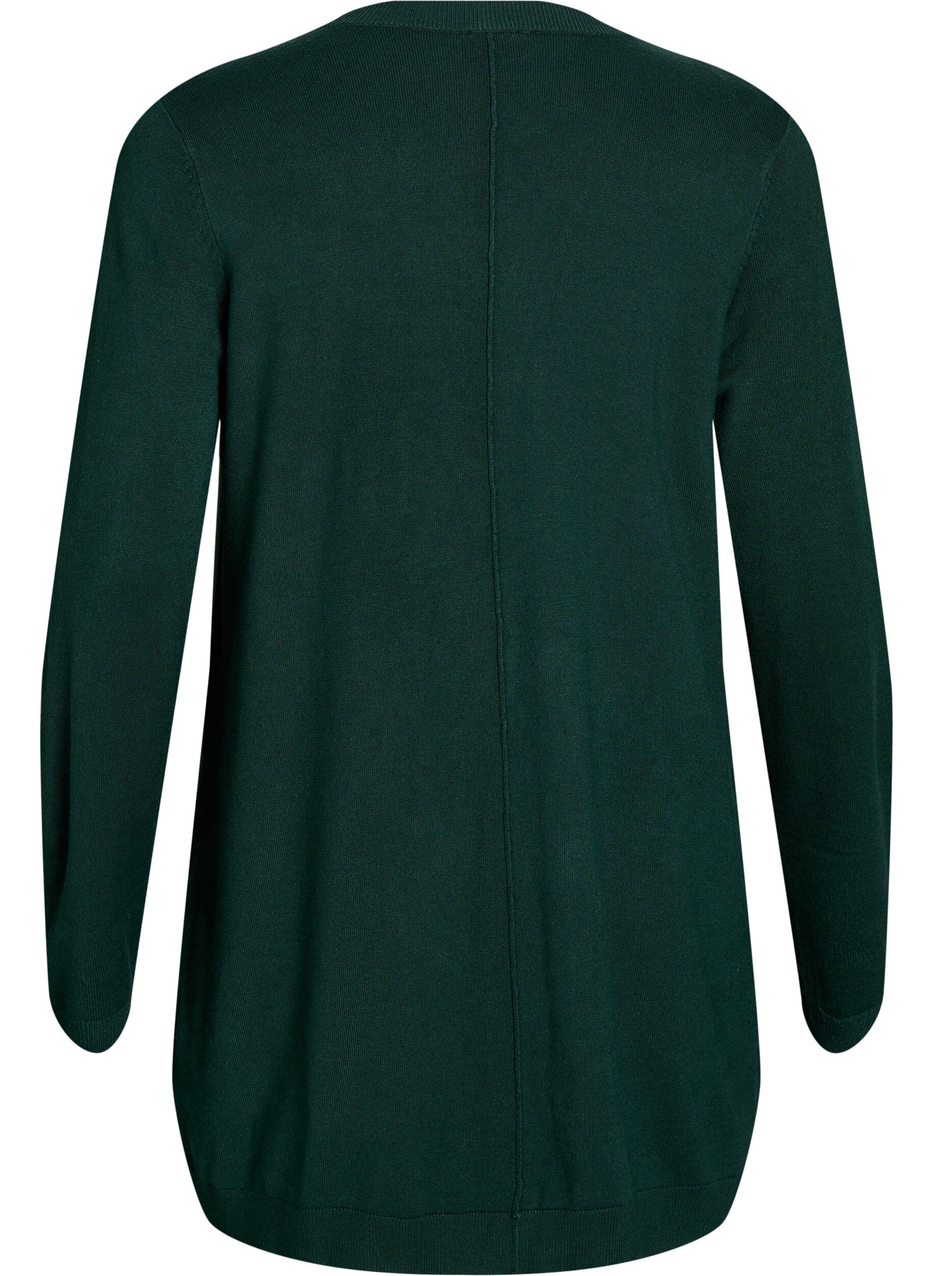 ZizziLang, strikket cardigan i en viskoseblanding, Gr&oslash;nn, Packshot image number 1