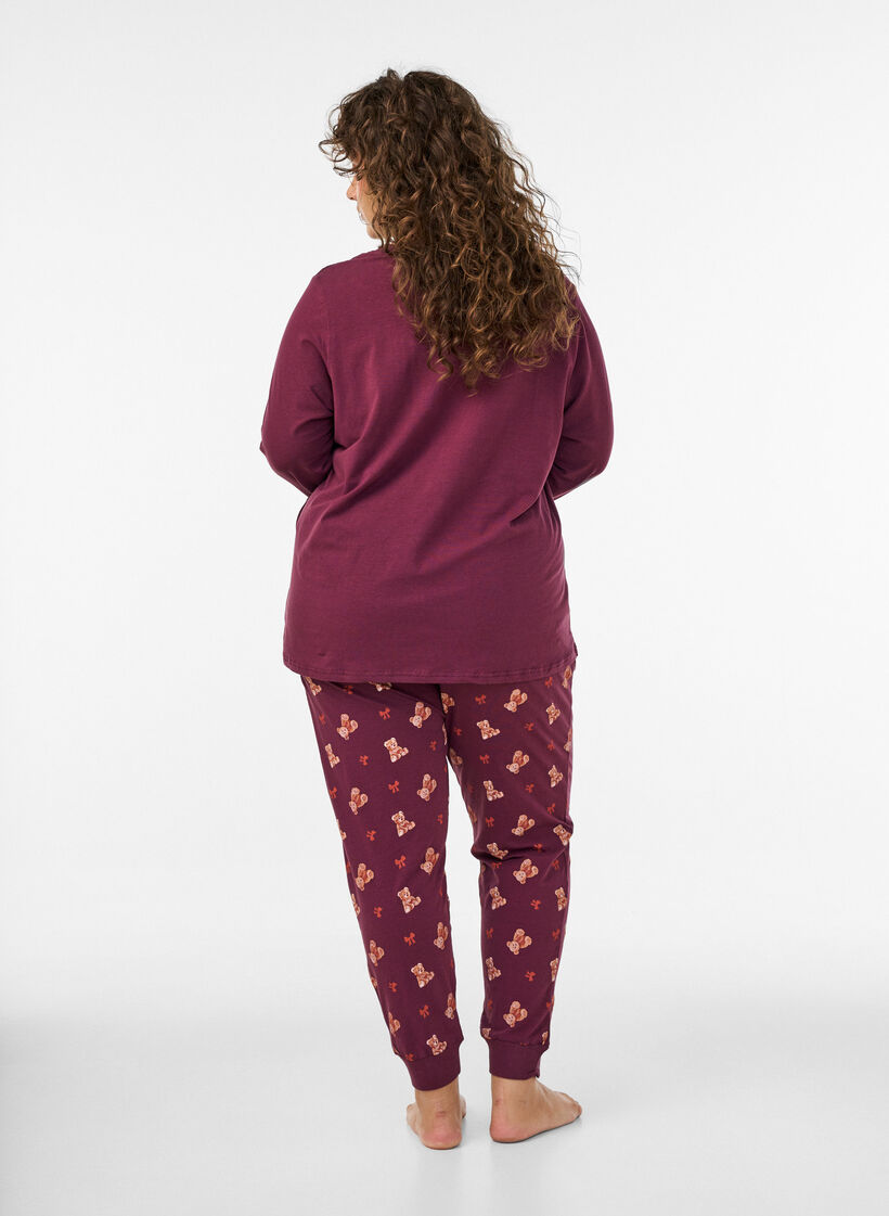 Pyjamasbukser med trykk, R&oslash;d, Model image number 2