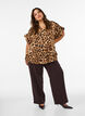 Bluse med leopardtrykk og volangdetaljer, Brun, Model image number 1