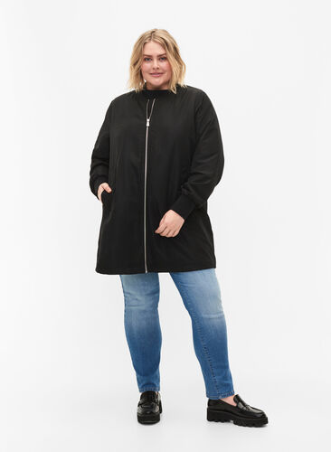 Lang bomberjakke med lommer, Black, Model image number 2