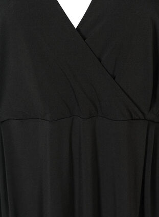 Langermet kjole med V-hals, Black, Packshot image number 2