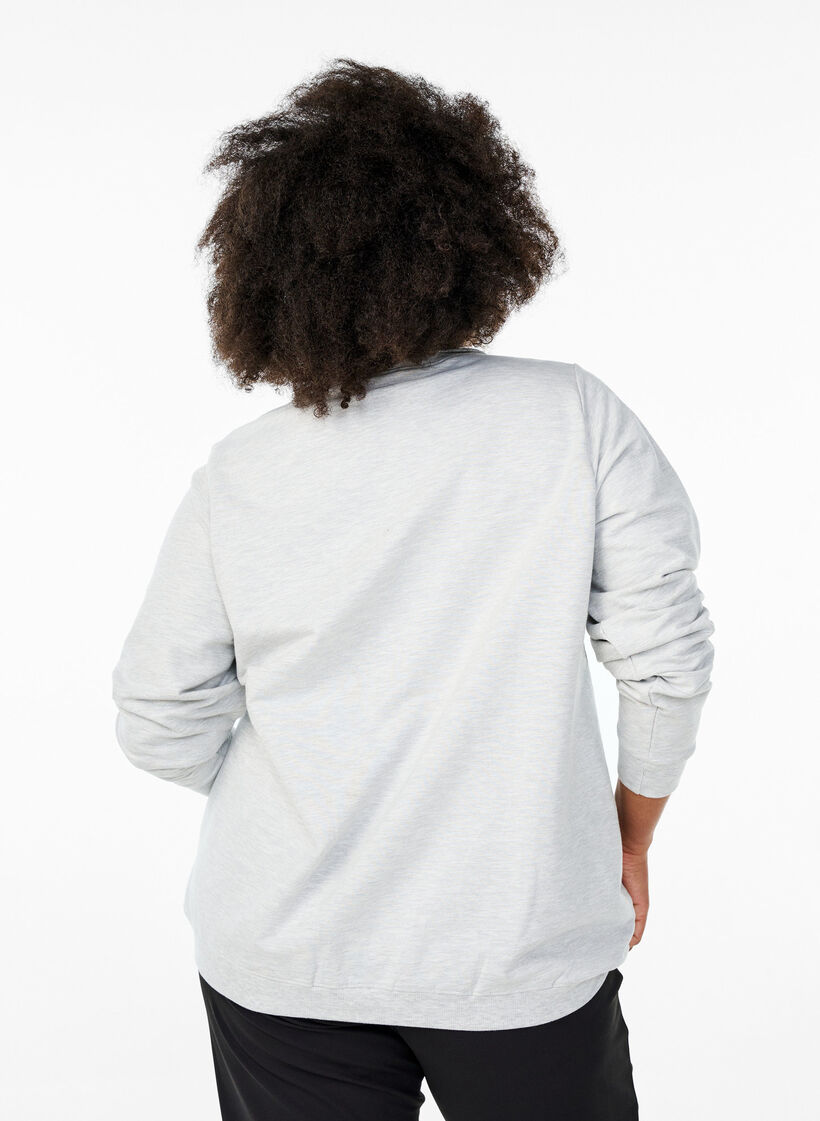 Genser med kort glidelås og høy hals, Light Grey Melange, Model