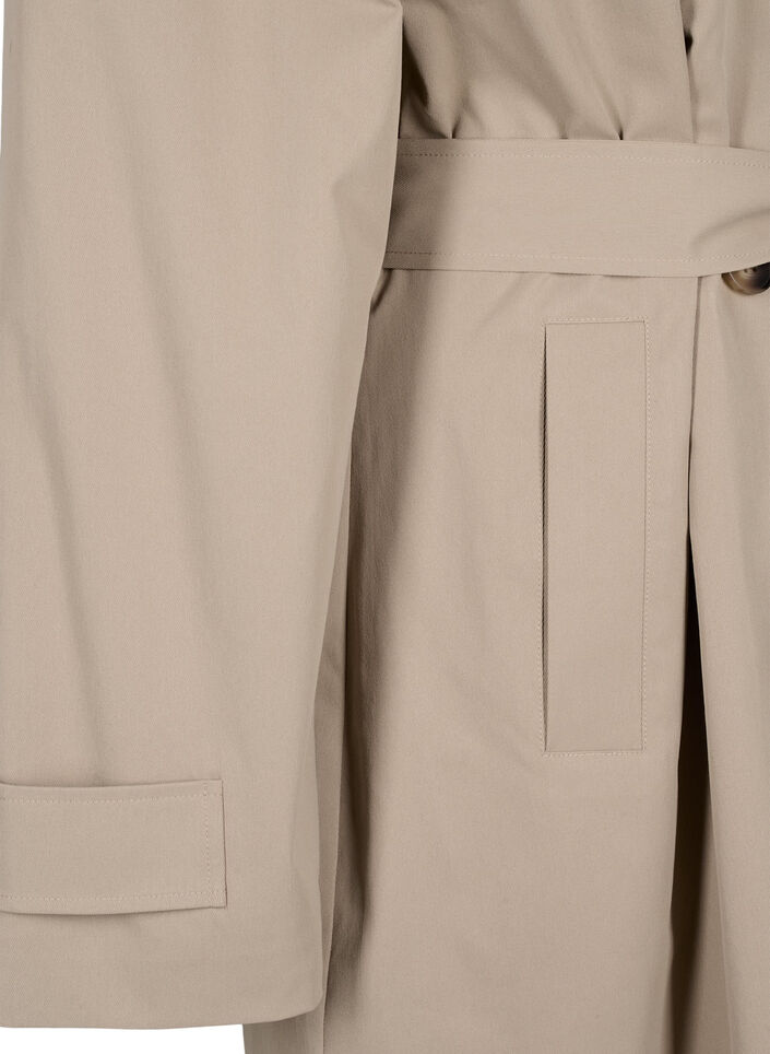 Klassisk lang trenchcoat med belte, Chinchilla, Packshot image number 3