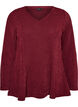 Jersey bluse med ribbet tekstur og A-linje passform, R&oslash;d, Packshot image number 0
