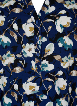 Blomstret tunika med 3/4 ermer, P. Blue Flower AOP, Packshot image number 2