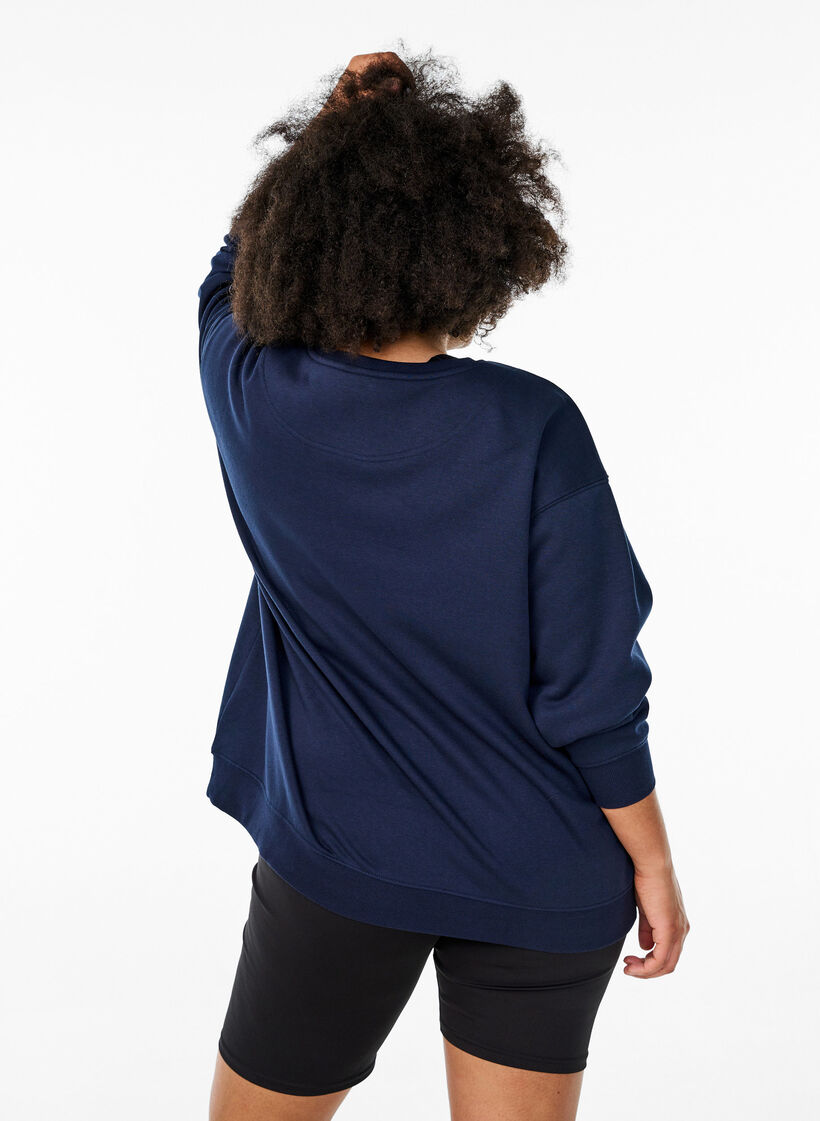 Sporty sweatshirt med trykk, Night Sky, Model