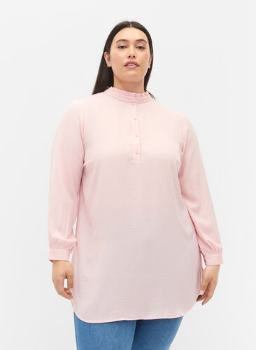 Langermet tunika med volangkrage, Strawberry Cream, Model image number 0