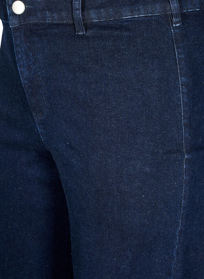 Jeans med høy midje og vide ben, Blå, Packshot image number 2