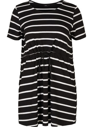 Kort kjole, Black w. white stripes , Packshot image number 0