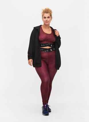 Strukturert treningscardigan med glidelås, Black, Model image number 2