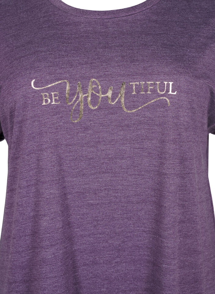 Nattkjole med korte ermer og tekstprint, , Packshot image number 2