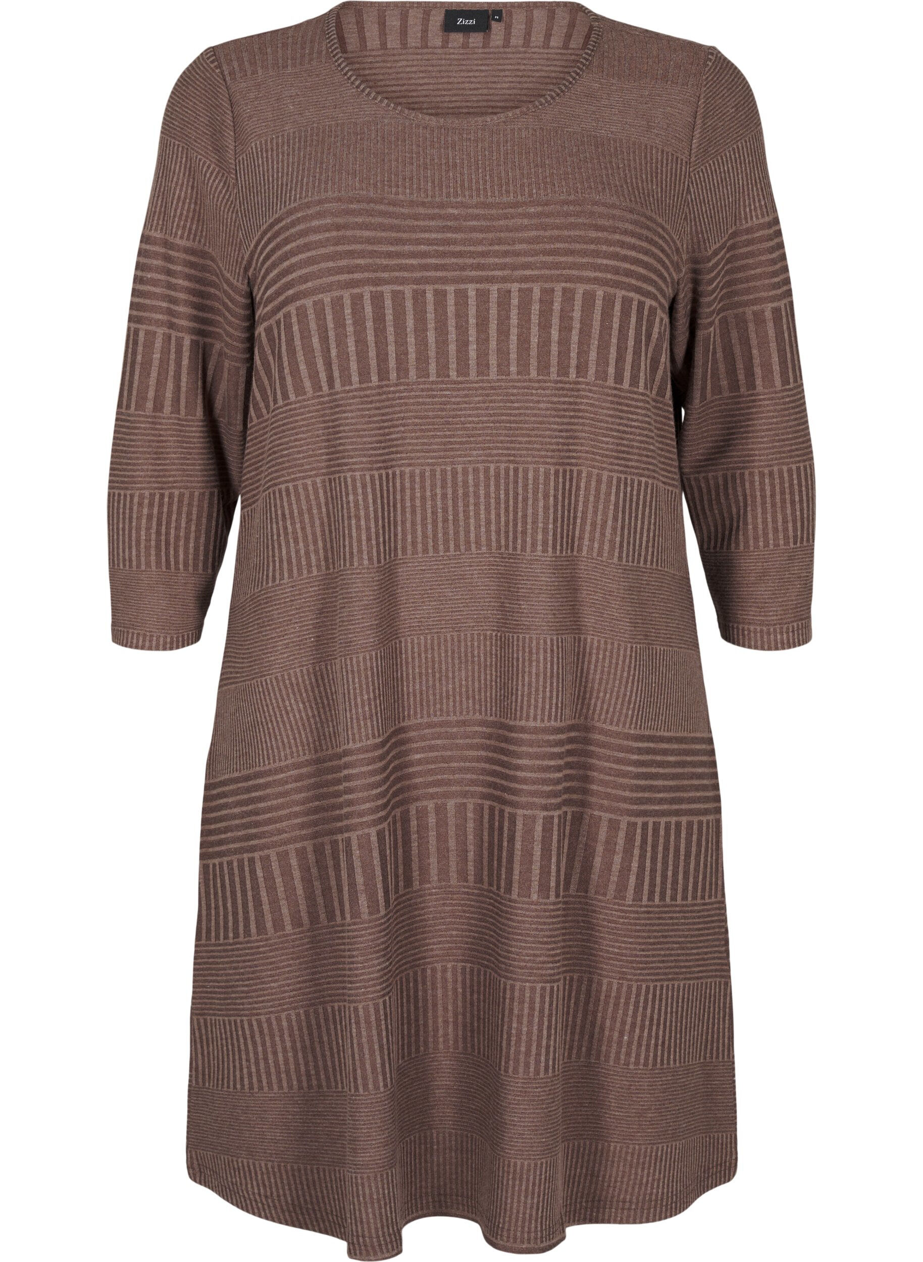 Zizzi Kjole med 3/4-lange ermer og stripem&oslash;nster, Ch. Martini Mel., Packshot image number 0