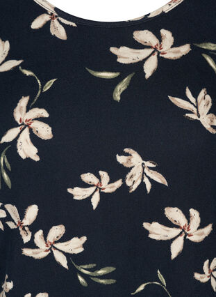 Langermet bluse med blomstermønster, Blue w. cream, Packshot image number 2