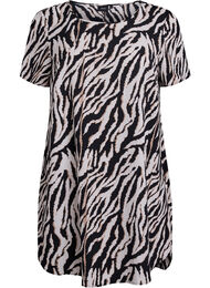 Kjole med trykk og korte ermer, Black White Zebra