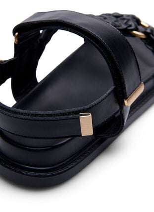 Zizzi Lærsandal med flettede stropper og bred passform, Svart, Packshot image number 4
