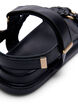 Lærsandal med flettede stropper og bred passform, Svart, Packshot image number 4