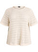 Kortermet bluse med hullbroderi, Beige, Packshot image number 0