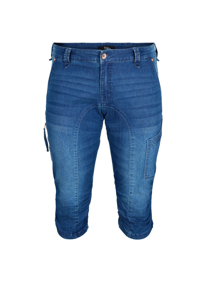 Slim-fit capri-jeans med lommer, Bl&aring;, Packshot image number 0