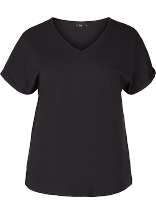 T-skjorte med v-hals, Black, Packshot image number 0