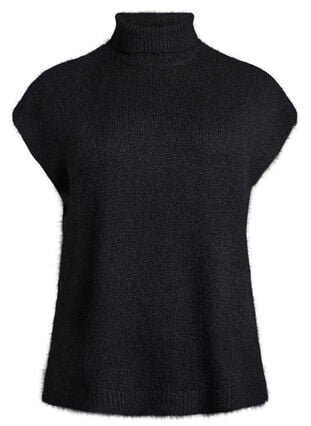 Zizzi Ermeløs strikket vest med høy hals, Svart, Packshot image number 0