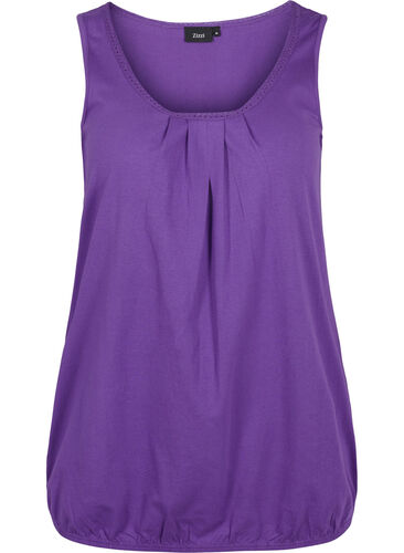 Bomullstopp med rund hals og blondekant, Ultra Violet, Packshot image number 0