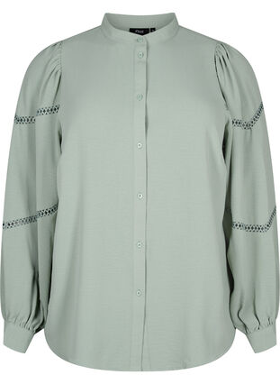 Skjortebluse med heklede detaljer, Green Bay, Packshot image number 0