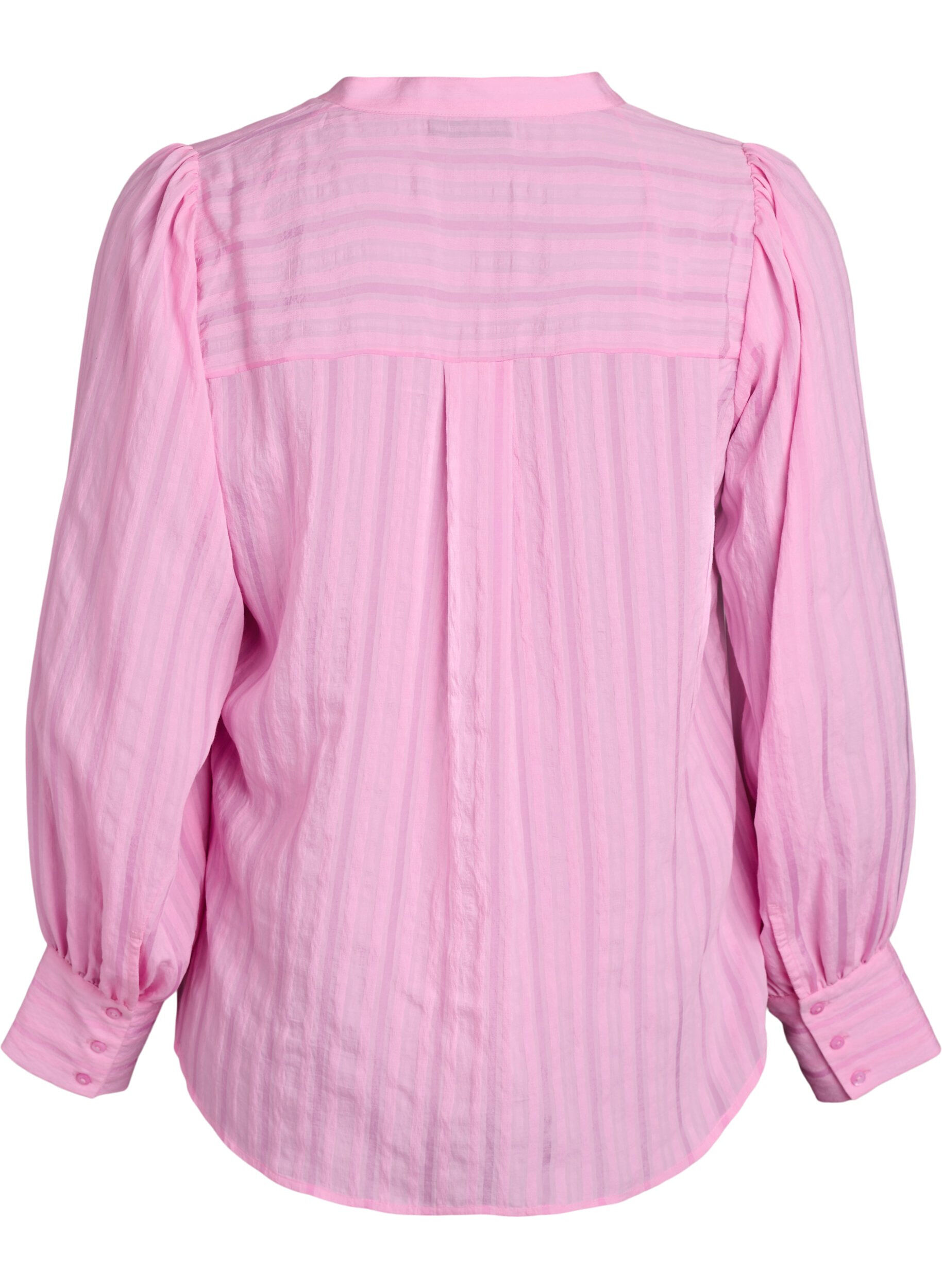 Zizzi Bluse med vertikale striper, Rosa, Packshot image number 1