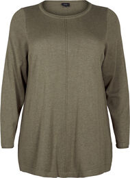 Strikket bluse i bomull og viskoseblanding, Dusky Green