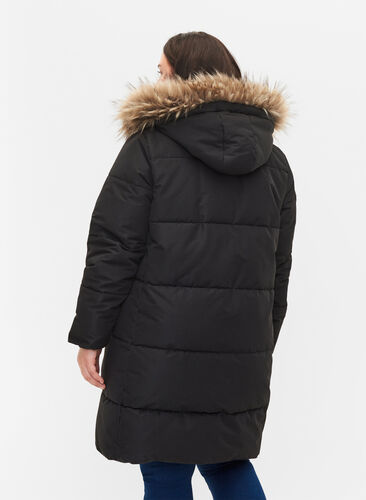 Vinterjakke med avtagbar hette, Black, Model image number 1