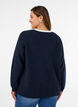 Strikkebluse med V-hals og raglanermer, Bl&aring;, Model image number 2