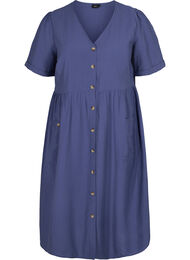 Kortermet kjole med knapper og lommer, Nightshadow Blue