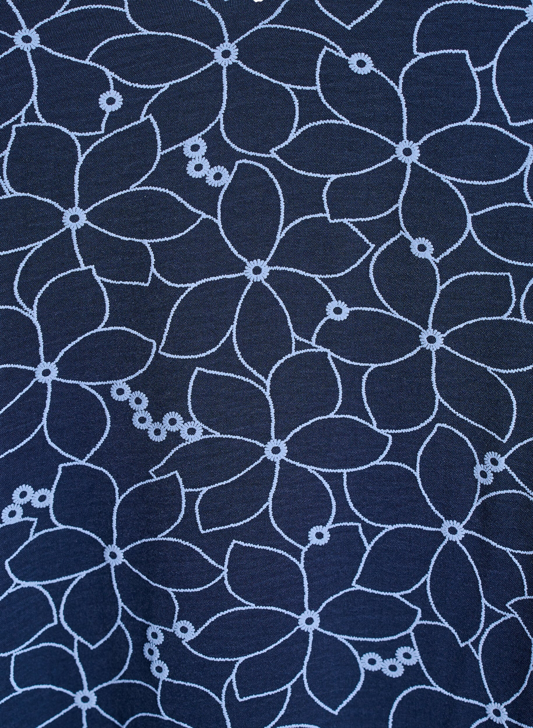 Zizzi Tunika med brodert blomster-m&oslash;nster og 3/4 ermer, Bl&aring;, Packshot image number 2