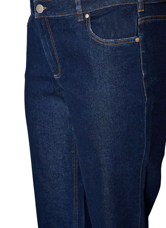 Cropped jeans med straight fit og normal midje, Bl&aring;, Packshot image number 2