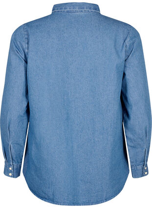 Jeansskjorte med lange ermer og brystlomme, Light Blue Denim, Packshot image number 1
