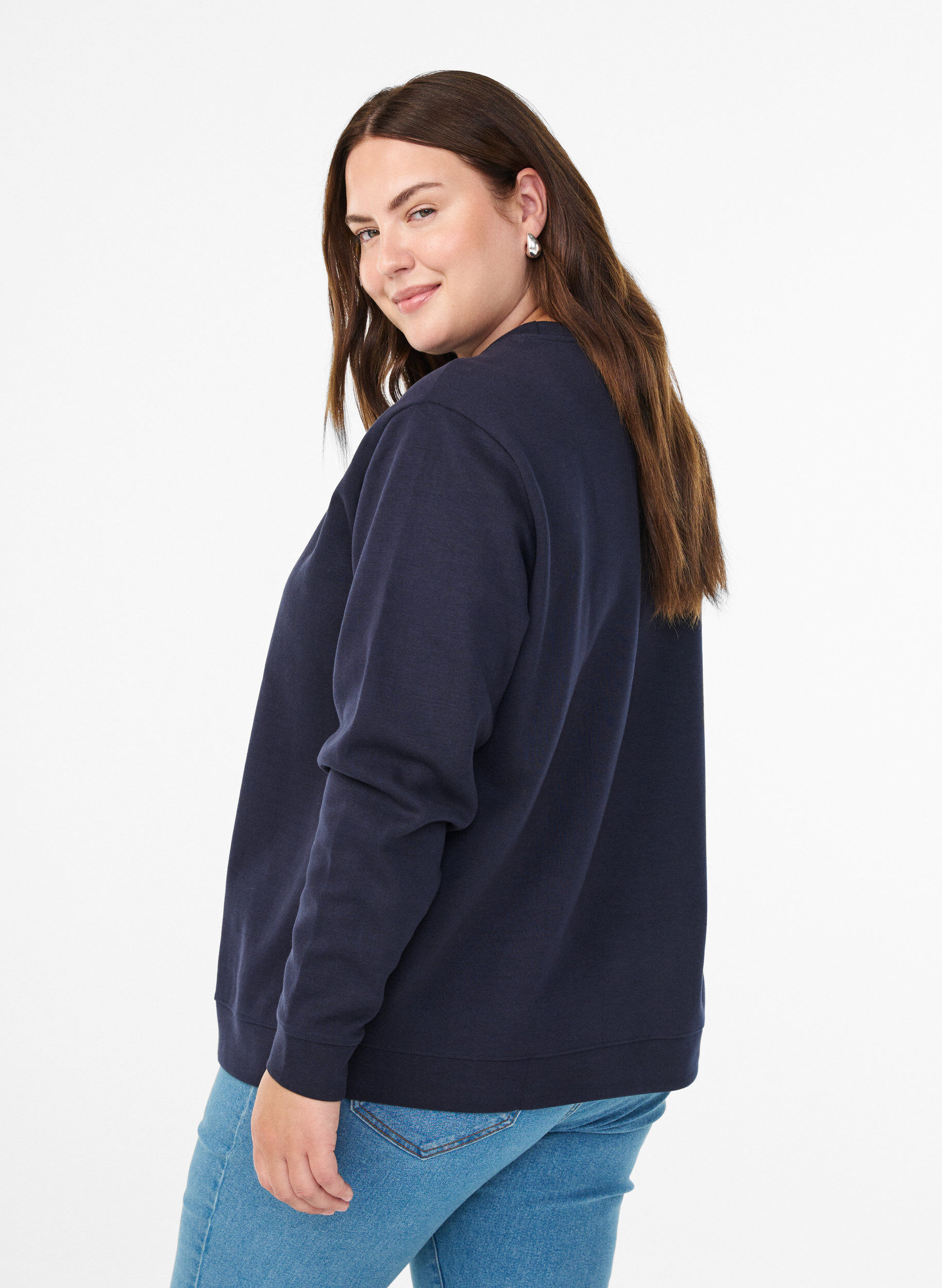 Zizzi FLASH - Genser med crewneck, Bl&aring;, Model image number 2