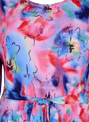 Mønstrete plissékjole med knyting, Lavender Space AOP, Packshot image number 2