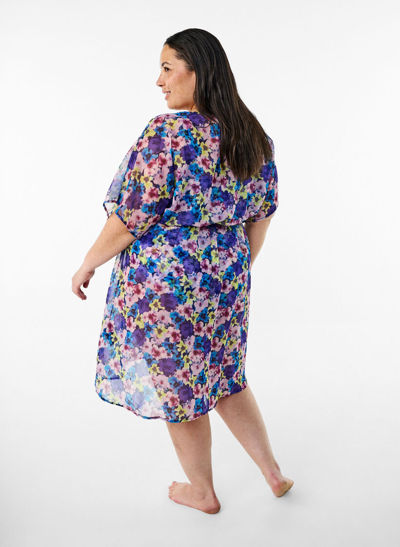 Strandkimono med trykk, Blå, Model image number 1