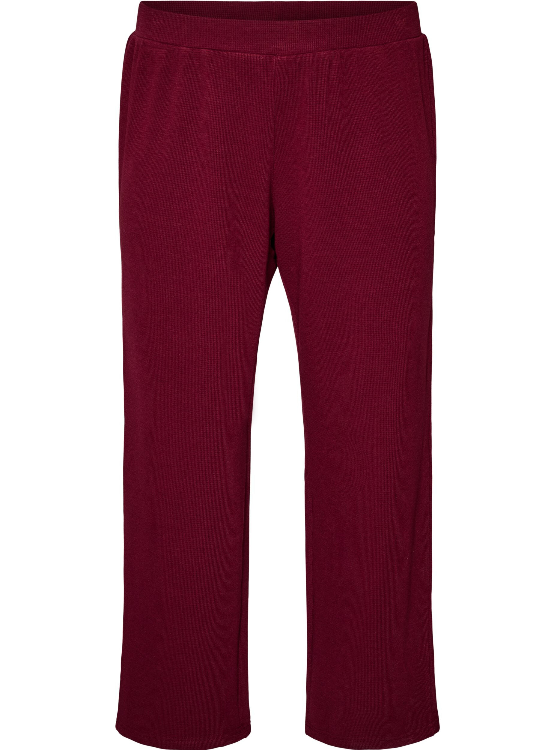 ZizziLoose fit-bukser med tekstur og h&oslash;y midje, R&oslash;d, Packshot image number 0