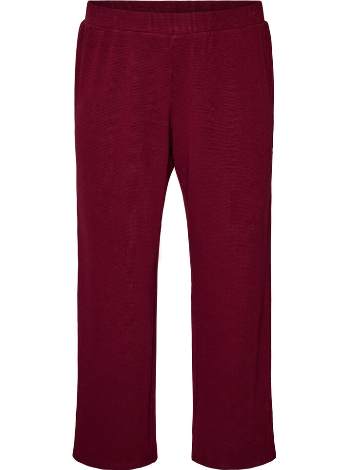 Loose fit-bukser med tekstur og h&oslash;y midje, R&oslash;d, Packshot image number 0