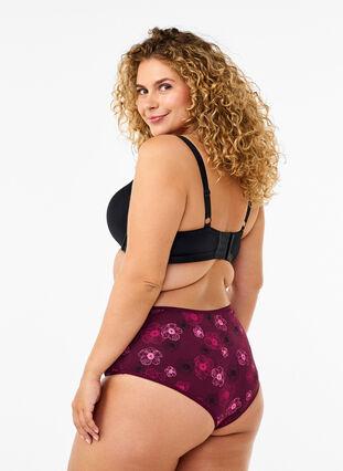 Zizzi 7-pack hipstertruse med vanlig midje, Mørk Bordeaux, Model image number 1