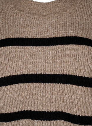 Zizzi Langermet strikkekjole med striper, Desert Taupe Comb, Packshot image number 2