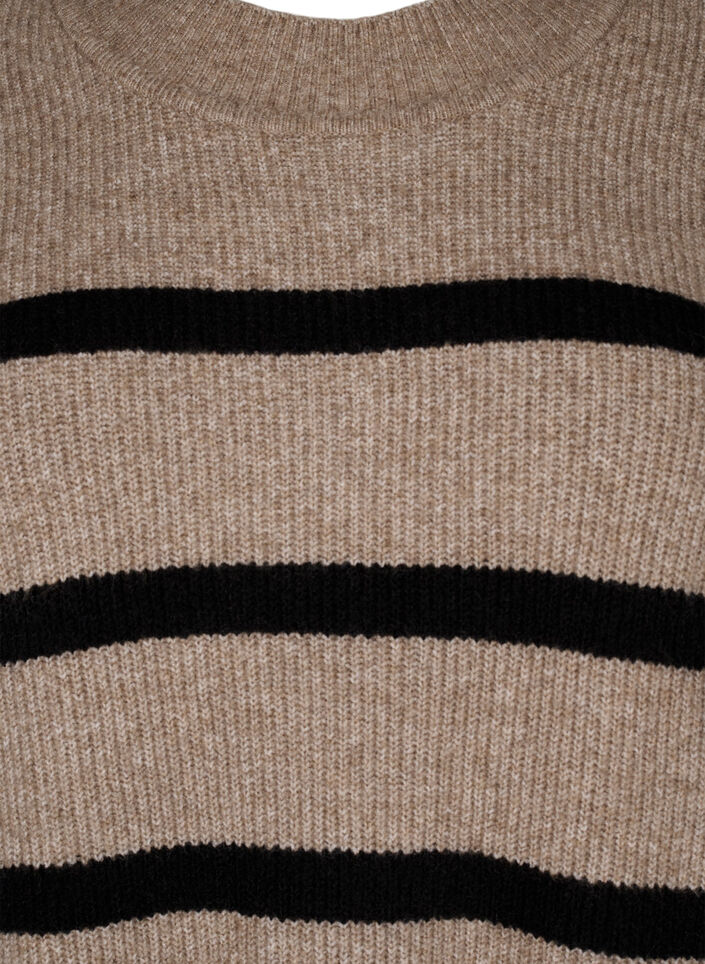 Langermet strikkekjole med striper, Desert Taupe Comb, Packshot image number 2