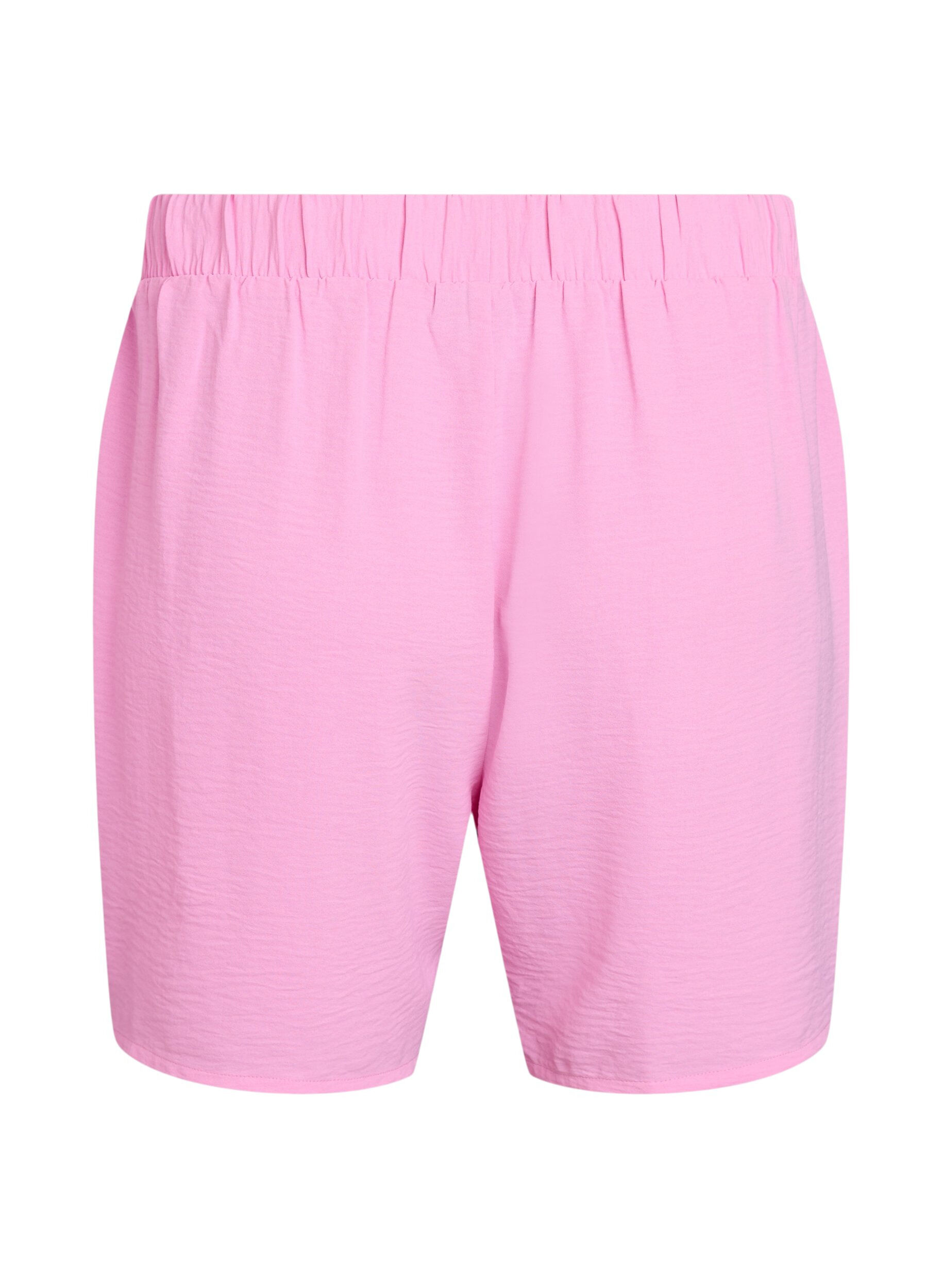 Zizzi Shorts med lommer og elastisk linning, Rosa, Packshot image number 1