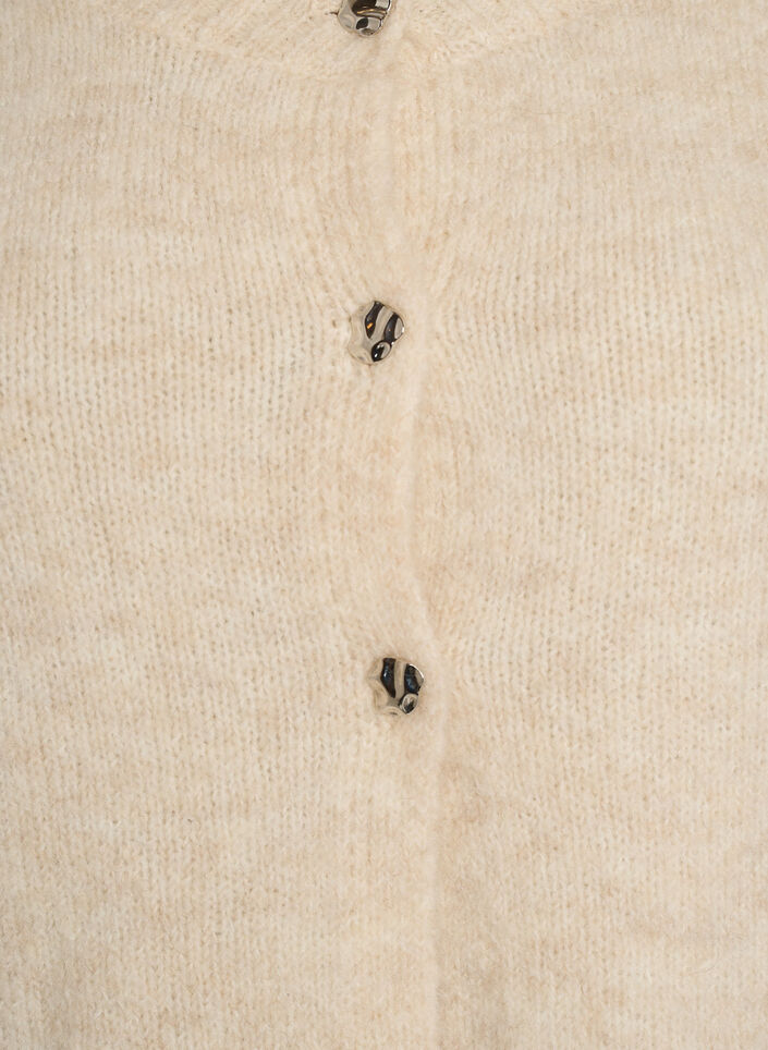 Cardigan i ullblanding med 3/4 ermer, Beige, Packshot image number 2